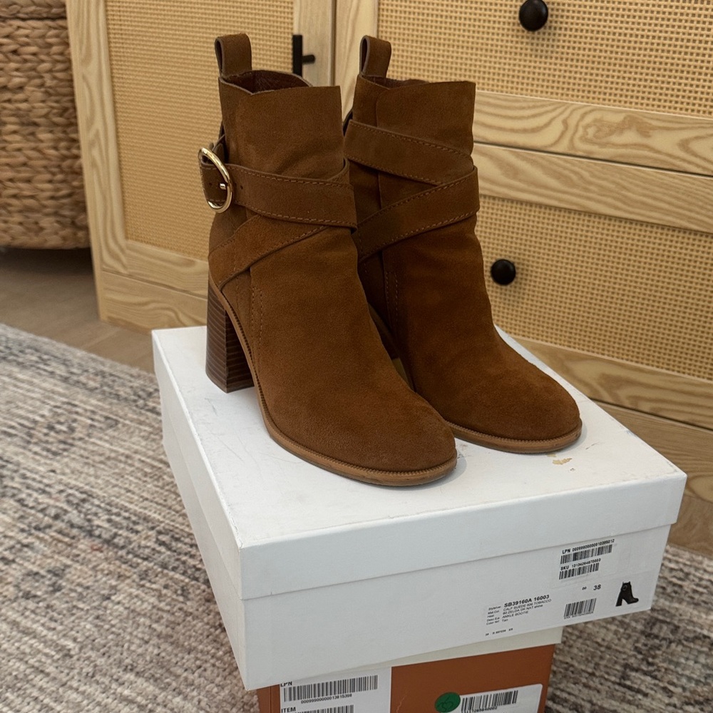 See By Chloe Tan Suede Heeled Boots